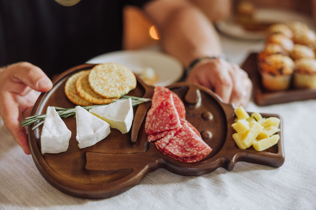 Reversible Snowman Sectioned Serving Tray with Knife