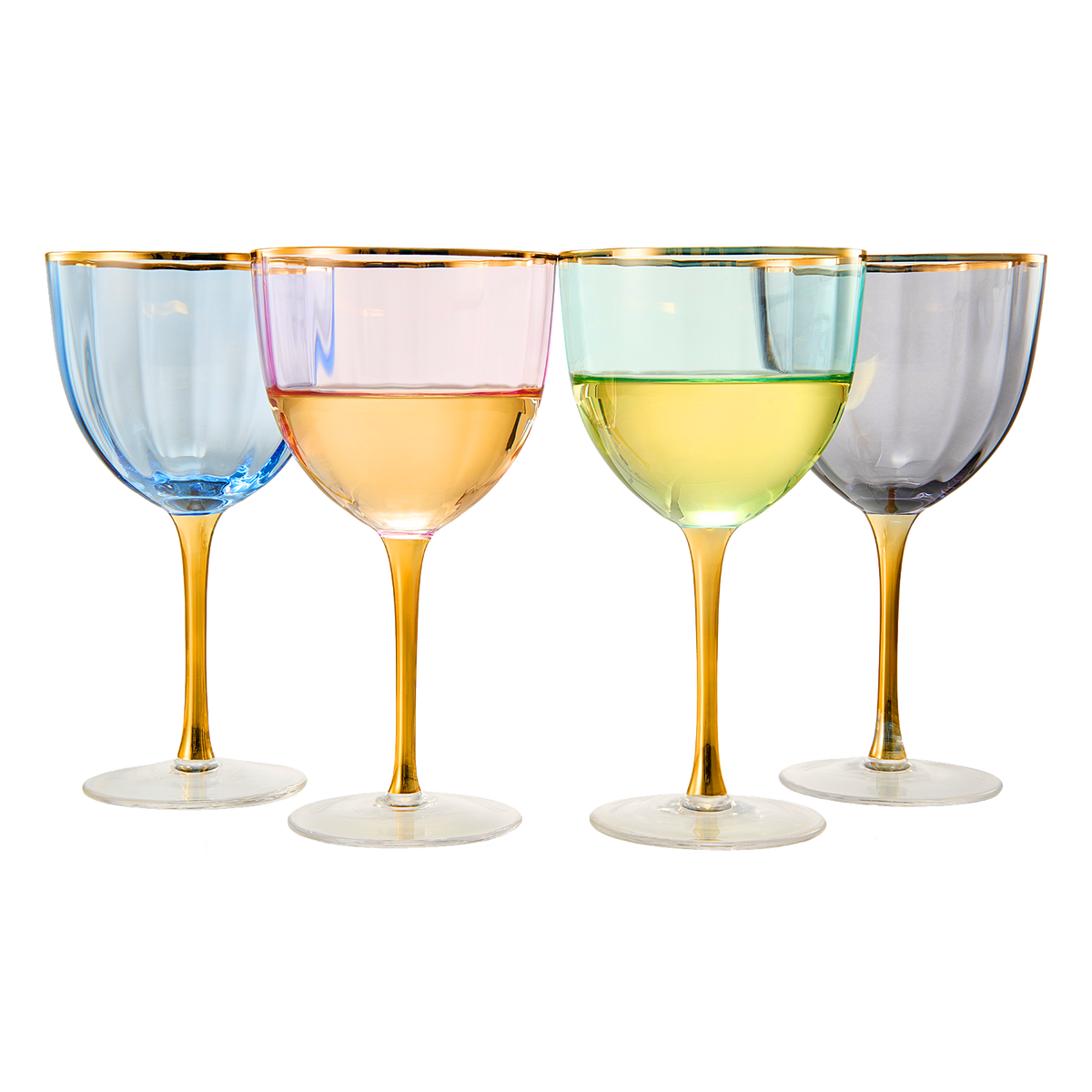 acrylic wine glasses with colored stems Art Deco Colored Crystal Wine Glass Set of 4, Large 18oz — Specialty Food  Source