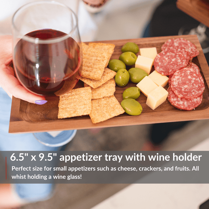 Charcuterie and Appetizer Tray with Wine Holder - 4PACK - Perfect for Parties and Small Gatherings