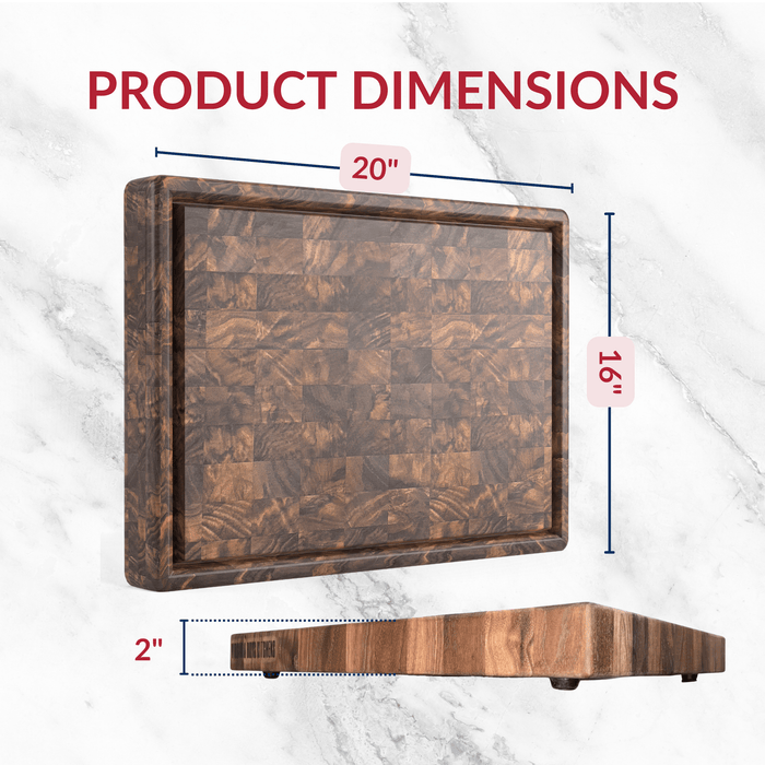 Extra Large Walnut Wood End Grain Butcher Block Cutting Board with Juice Groove