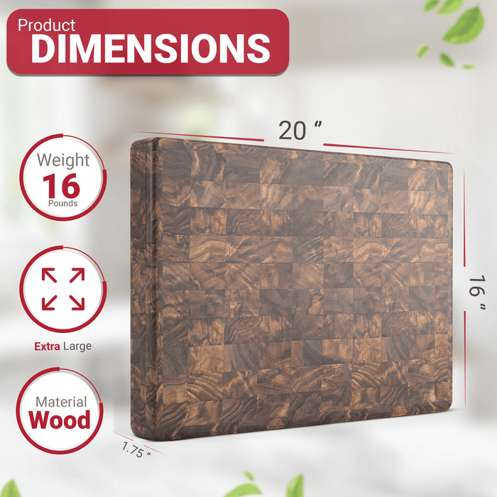 Extra Large Walnut Wood End Grain Butcher Block Cutting Board with Juice Groove