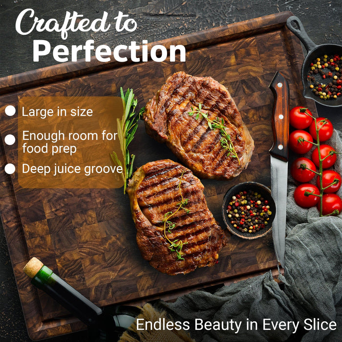 Extra Large Walnut Wood End Grain Butcher Block Cutting Board with Juice Groove