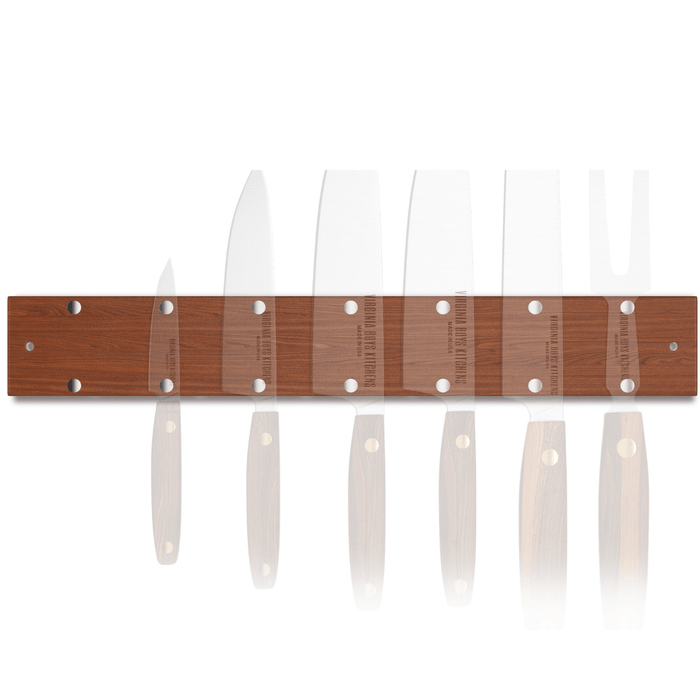 16" Wall Mounted Magnetic Walnut Wood Knife Rack - Holds 7 Knives