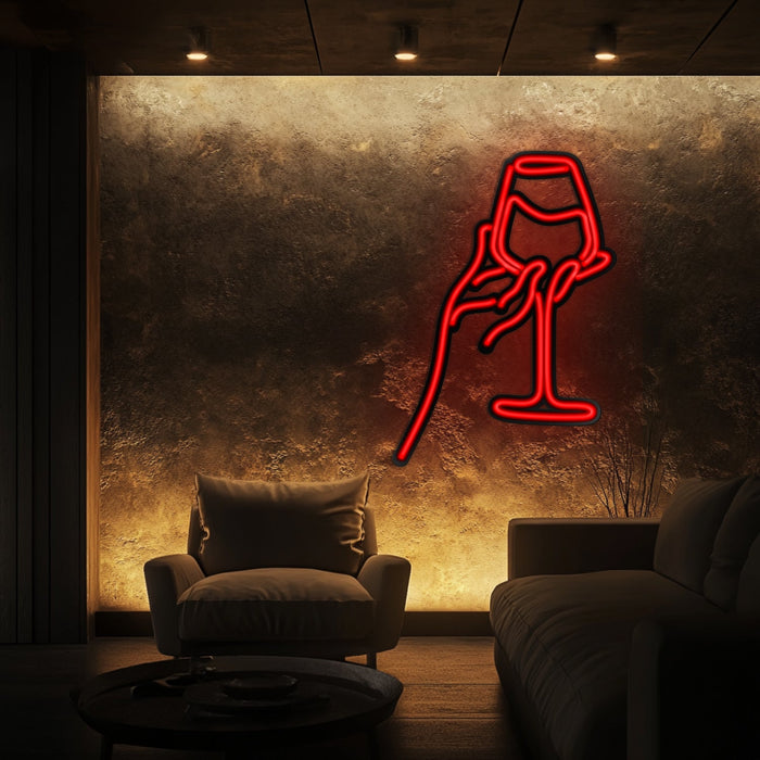 Wine Line Art Metal Neon Wall Art- LN0008
