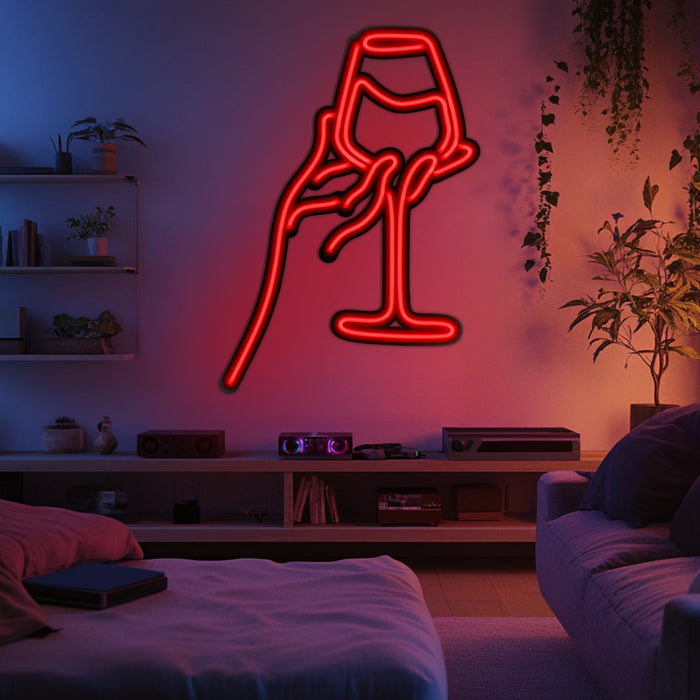 Wine Line Art Metal Neon Wall Art- LN0008
