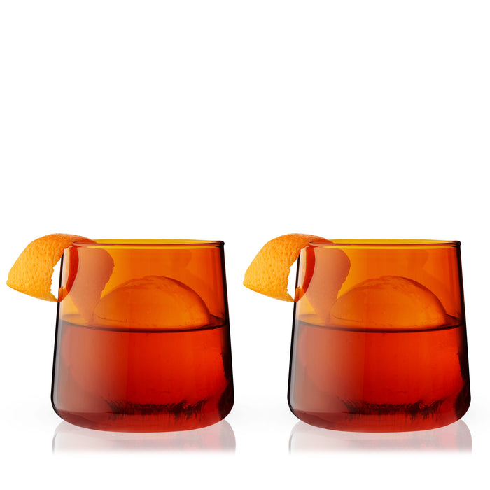 Aurora Amber Cocktail Tumblers, Set of 2