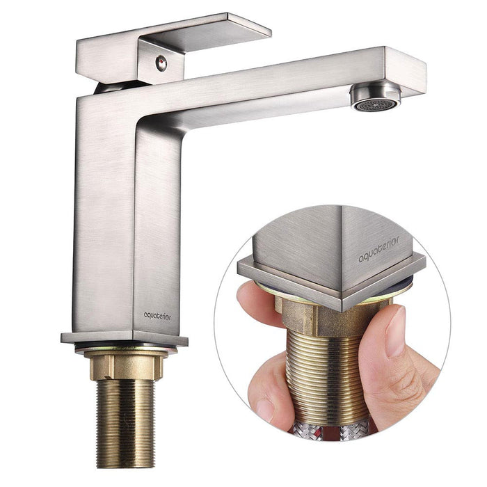 Aquaterior 6.5" Bathroom Faucet Single Handle Brushed Nickel