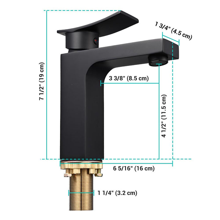 Aquaterior Bathroom Sink Faucet 1-Handle Cold Hot 7.5"H