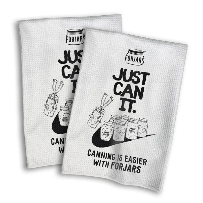 Waffle Towels – White with Printed Patterns (2-Pack)