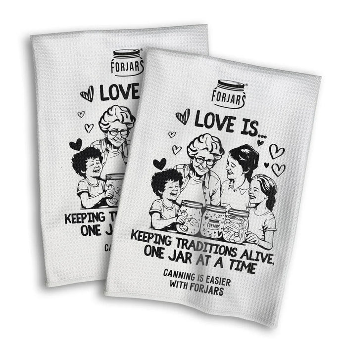 Waffle Towels – White with Printed Patterns (2-Pack)