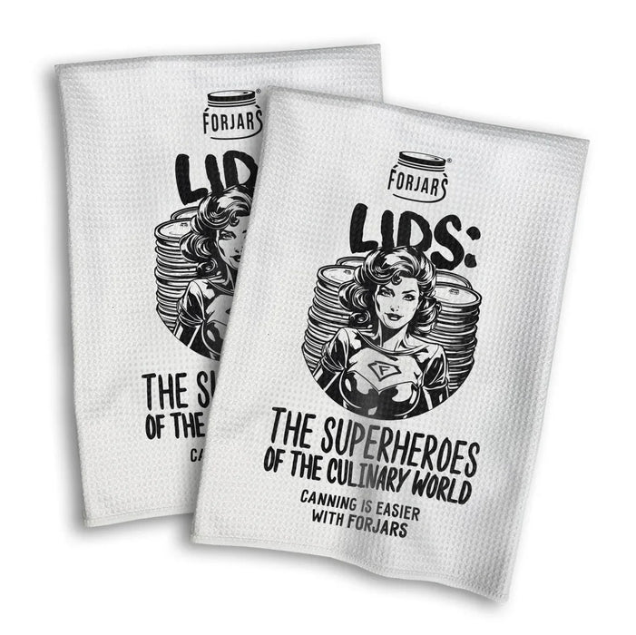 Waffle Towels – White with Printed Patterns (2-Pack)