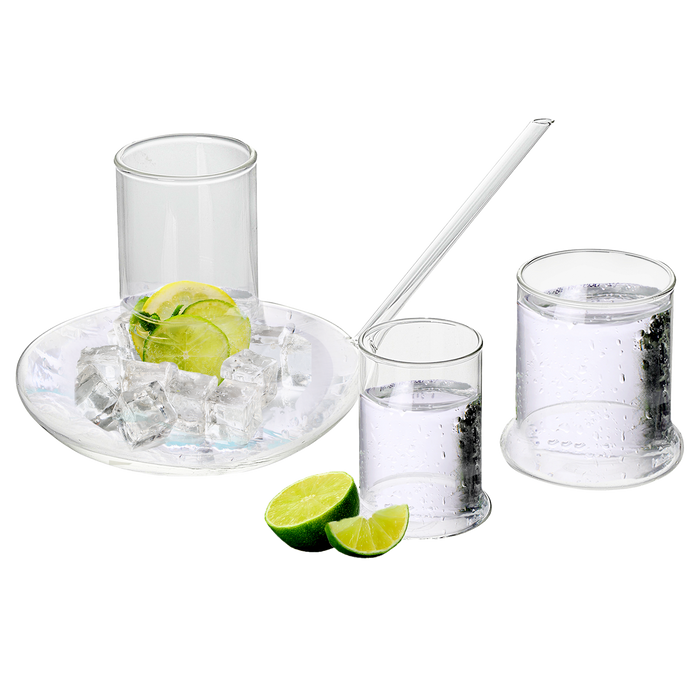 Genie Lamp Stackable Water Carafe & Glasses Set - The Wine Savant 1000 ML Glass Pitcher with 2 7oz Glasses 7" For Water, Juice, Cocktail