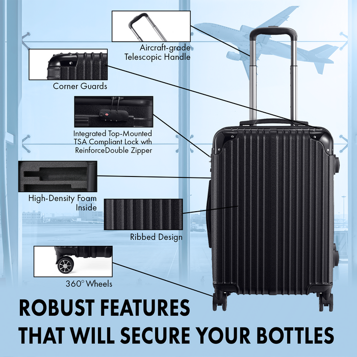 Wine Bottle Suitcase | Holds 10 Standard 750 ML Size Bottles