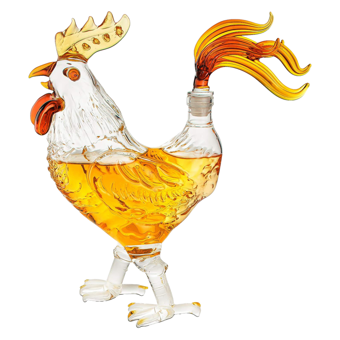 Cock - Chicken Decanter 500ml Whiskey and Wine Decanter - by The Wine Savant, Rooster Glass Decanter For Whiskey, Scotch, Spirits, Wine Or Vodka For Whiskey Lovers