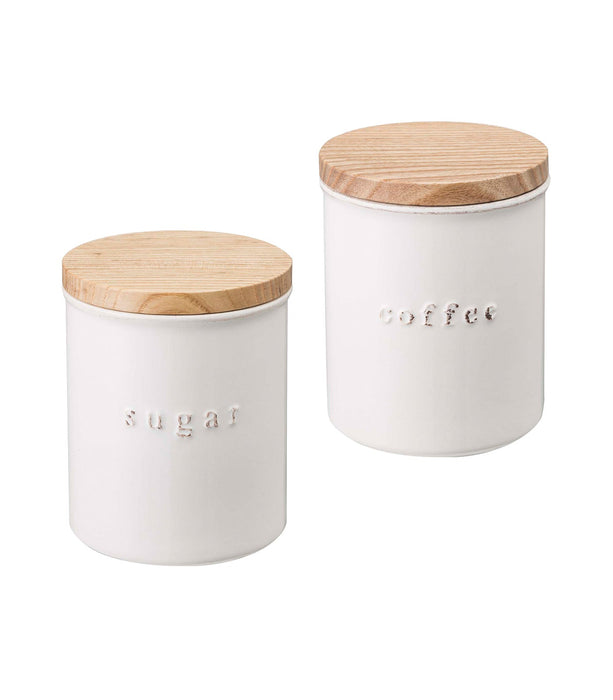 Ceramic Coffee and Sugar Canisters [Set of 2] -