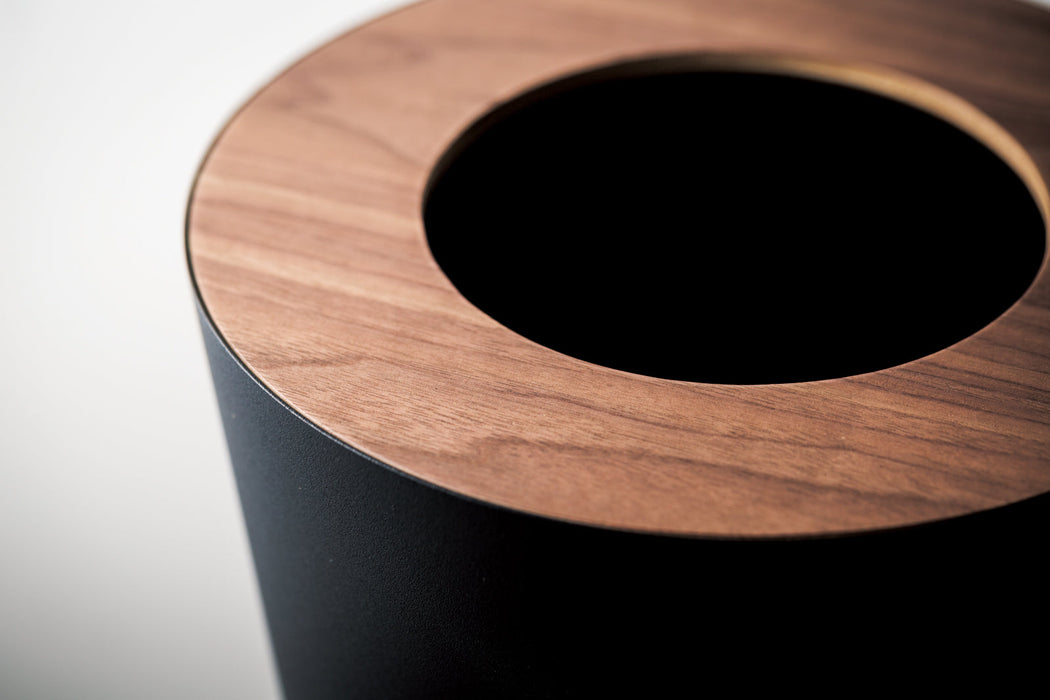 Trash Can - Round - Steel + Wood