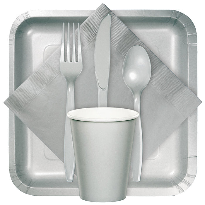 Bulk Shimmering Silver 2 ply Beverage Napkins (600 per Case)