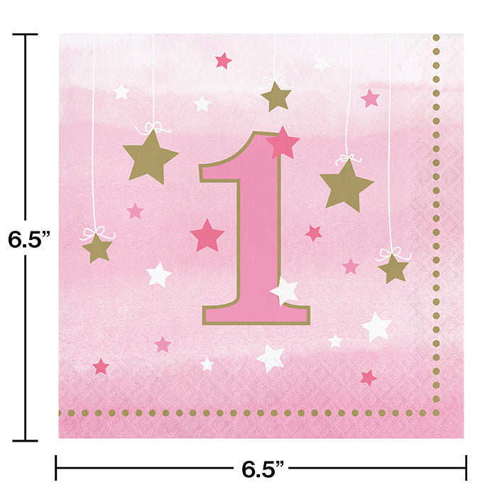 Bulk One Little Star Girl 1st Birthday Luncheon Napkins (192 per Case)