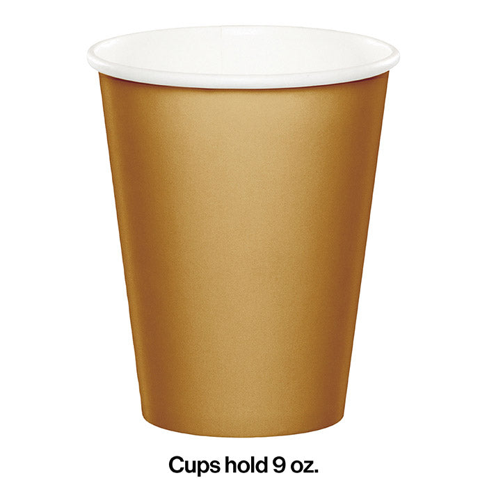 Bulk Glittering Gold 9 oz Hot & Cold Paper Cups (240 per Case)