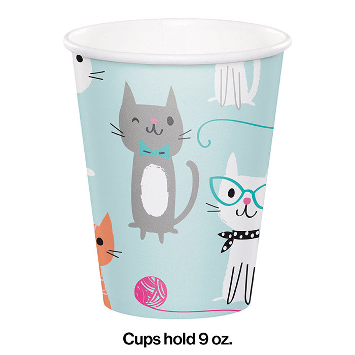 Bulk Purr-fect Cat Party 9 oz Paper Cups (96 per Case)