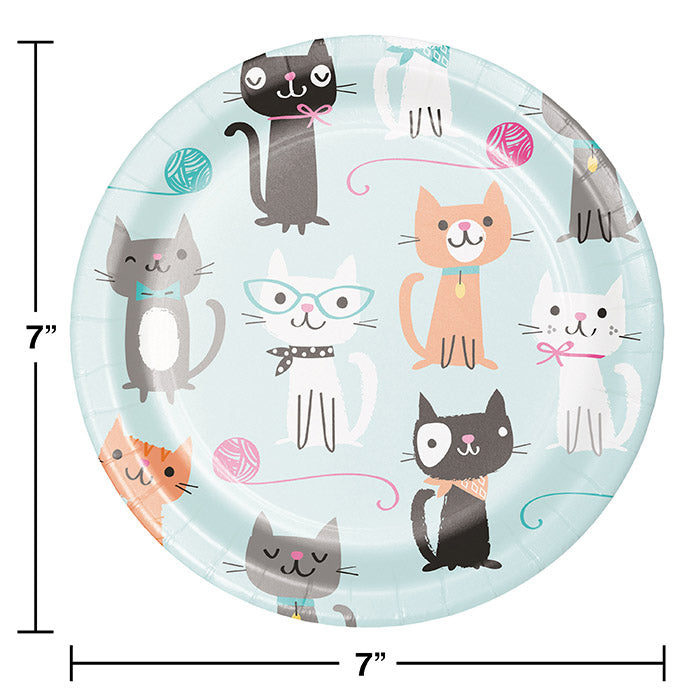 Bulk Purr-fect Cat Party Paper Dessert Plates (96 per Case)