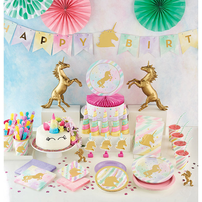 Bulk Sparkle Unicorn Paper Dessert Plates (96 per Case)