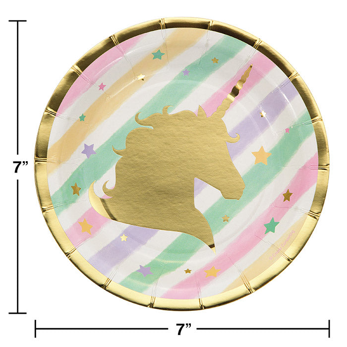 Bulk Sparkle Unicorn Paper Dessert Plates (96 per Case)