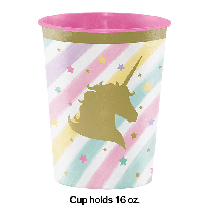 Bulk Sparkle Unicorn 16 oz Plastic Keepsake Cups (12 per Case)