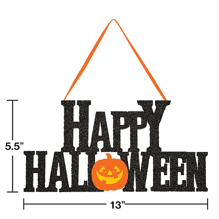 Bulk Happy Halloween Glitter Hanging Signs (12 per Case)