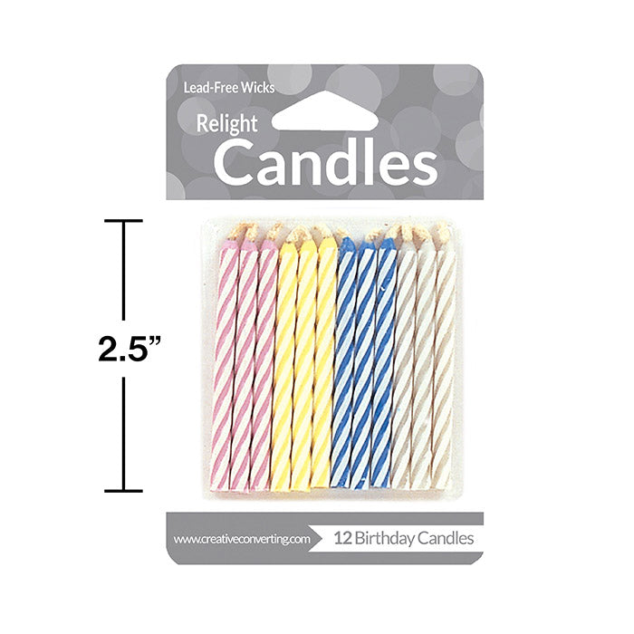 Bulk Striped Magic Relight Candles (144 per Case)