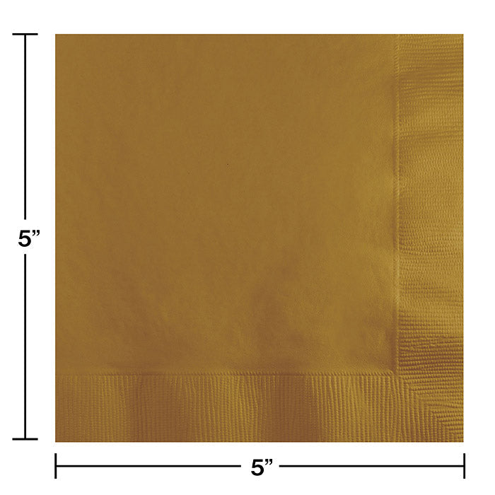 Bulk Glittering Gold 2 ply Beverage Napkins (600 per Case)