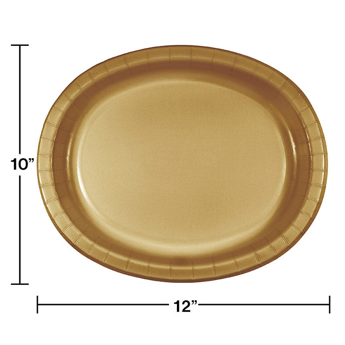 Bulk Glittering Gold Sturdy Style Paper Oval Platters (96 per Case)