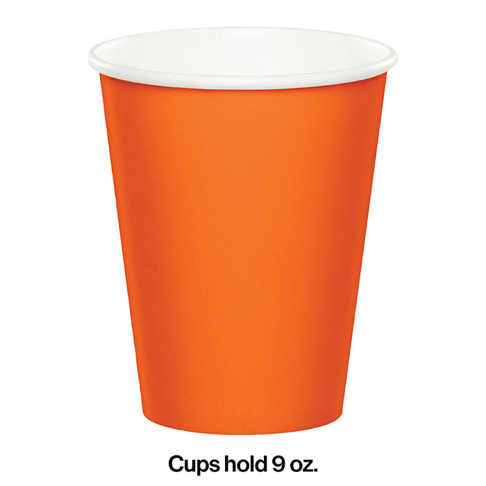 Bulk Sunkissed Orange Value Friendly 9 oz Hot & Cold Paper Cups (96 per Case)