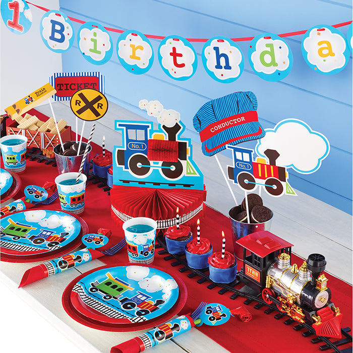 Bulk All Aboard Train Plastic Table Covers (6 per Case)