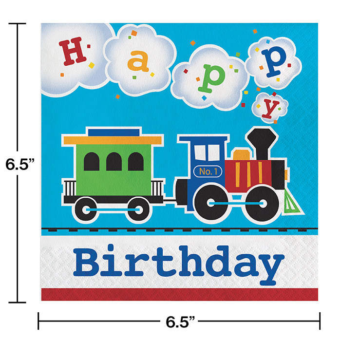 Bulk All Aboard Train Birthday Luncheon Napkins (192 per Case)