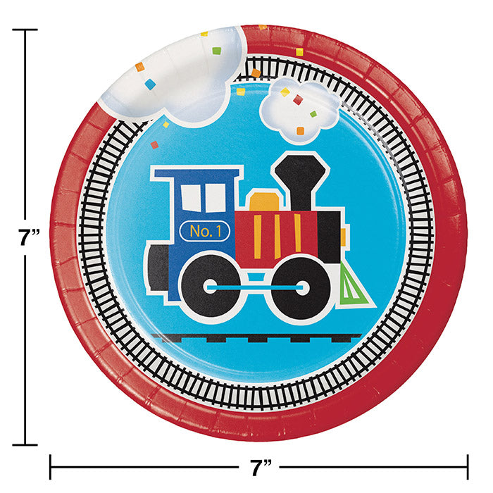 Bulk All Aboard Train Paper Dessert Plates (96 per Case)