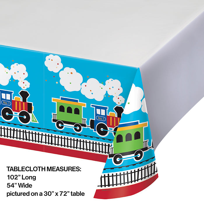 Bulk All Aboard Train Plastic Table Covers (6 per Case)