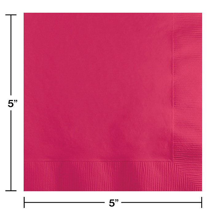 Bulk Hot Magenta Beverage Napkins 3 ply (500 per Case)