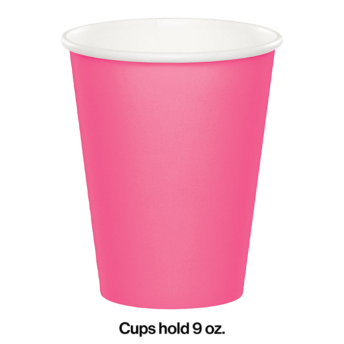 Bulk Candy Pink 9 oz Hot & Cold Paper Cups (240 per Case)