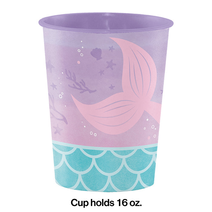 Bulk Iridescent Mermaid Party 16 oz Plastic Favor Cups (12 per Case)