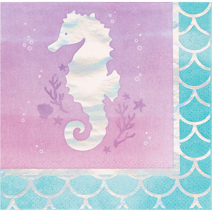 Bulk Iridescent Mermaid Party Beverage Napkins (192 per Case)