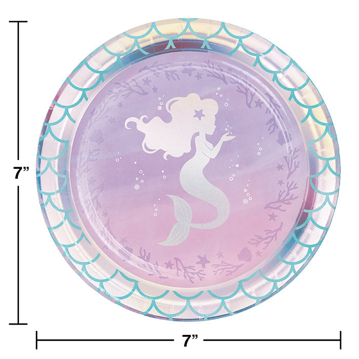 Bulk Iridescent Mermaid Party Paper Dessert Plates (96 per Case)