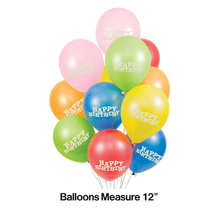 Bulk Assorted Happy Birthday Balloons (180 per Case)