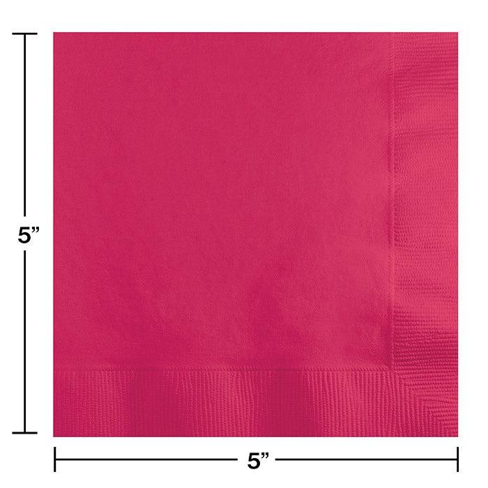 Bulk Hot Magenta 2 ply Beverage Napkins (600 per Case)