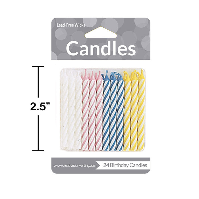 Bulk Assorted Striped Candles (288 per Case)