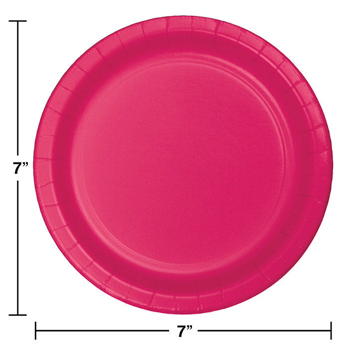 Bulk Hot Magenta Paper 6.75 inch Dessert Plates (240 per Case)