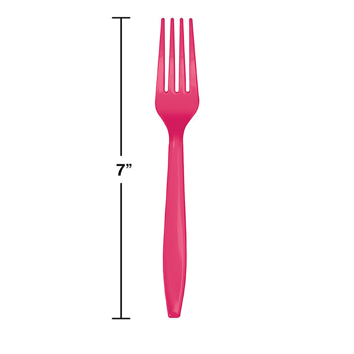 Bulk Hot Magenta Plastic Forks (288 per Case)