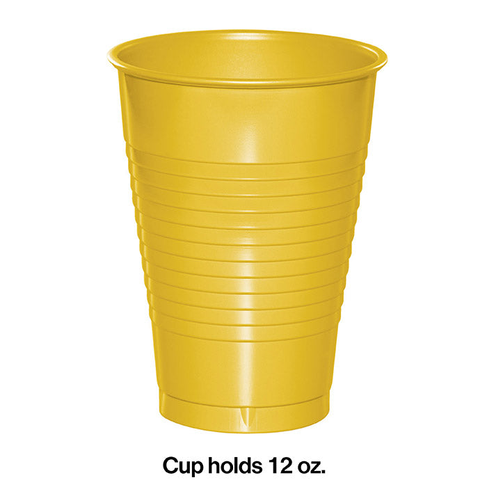 Bulk School Bus Yellow 12 oz Plastic Cups (240 per Case)