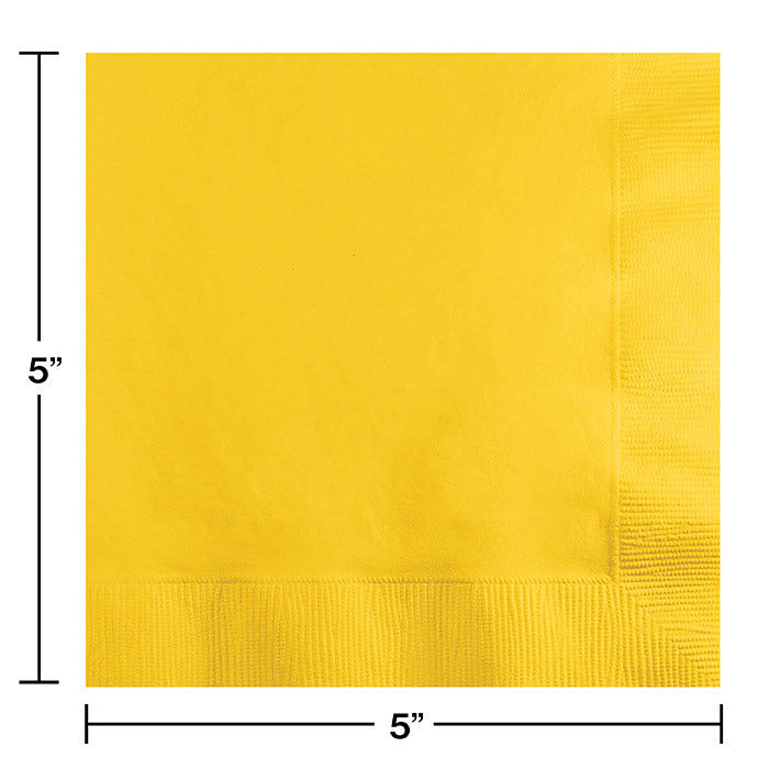 Bulk School Bus Yellow 2 ply Beverage Napkins (600 per Case)