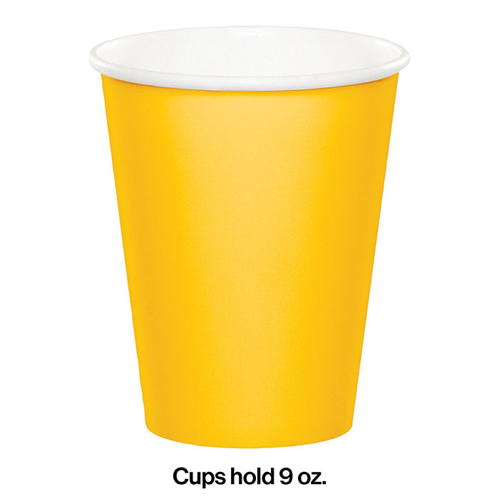 Bulk School Bus Yellow 9 oz Hot & Cold Paper Cups (240 per Case)